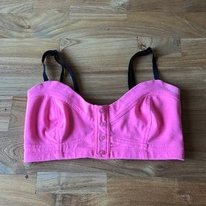 XS Fox pink bralette with buttons on front and elastic on back